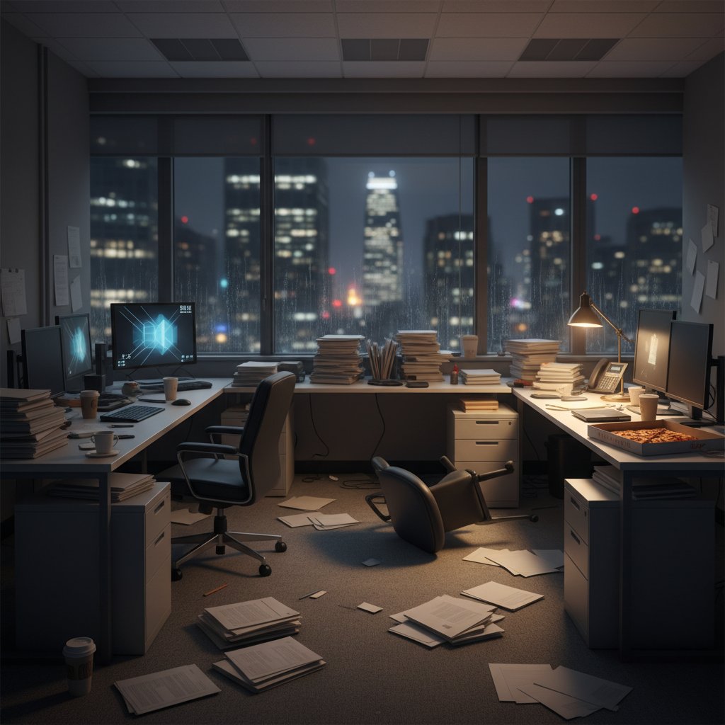 Pusty biurowy stół pełen dokumentów – ukryte koszty błędów administracyjnych