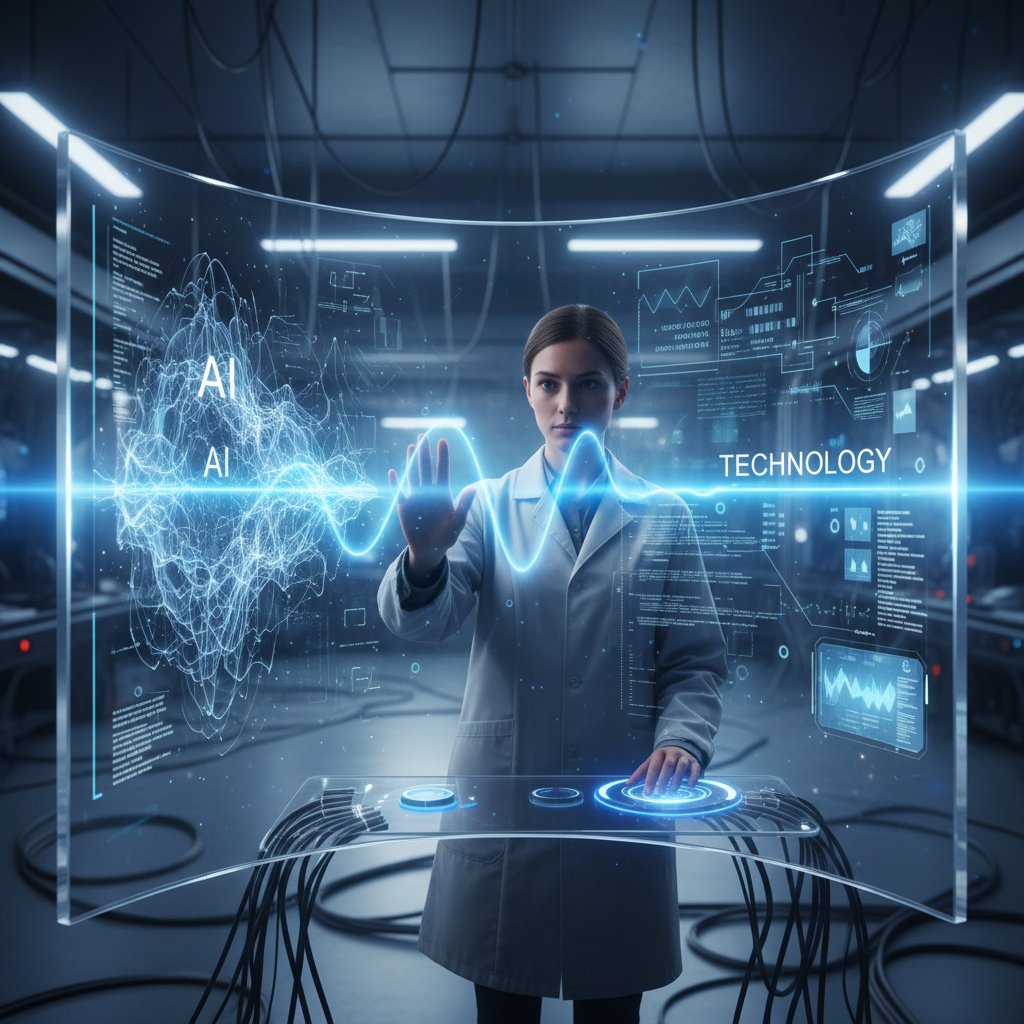 Inżynier i AI przy konsoli sterującej – ilustracja granicy kontroli