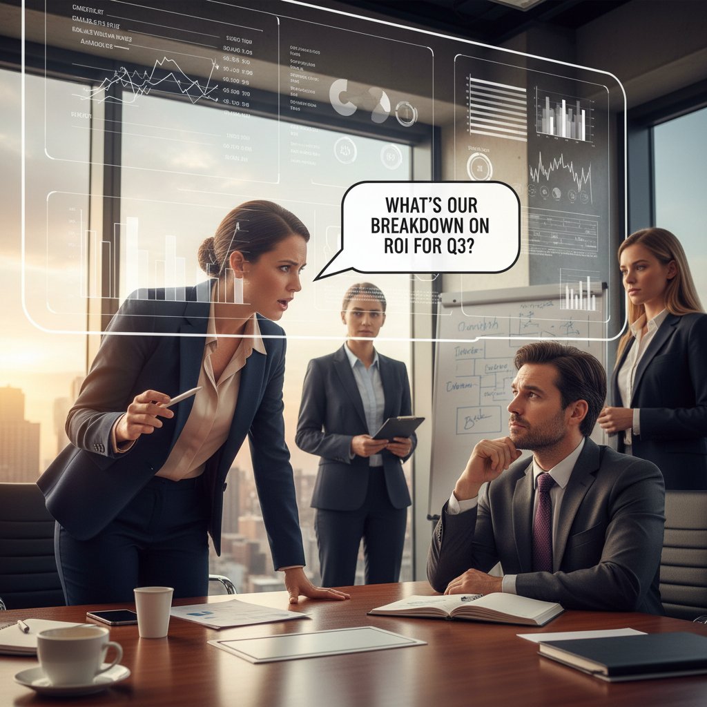 Przedsiębiorca zadający trudne pytania doradcy podczas konsultacji