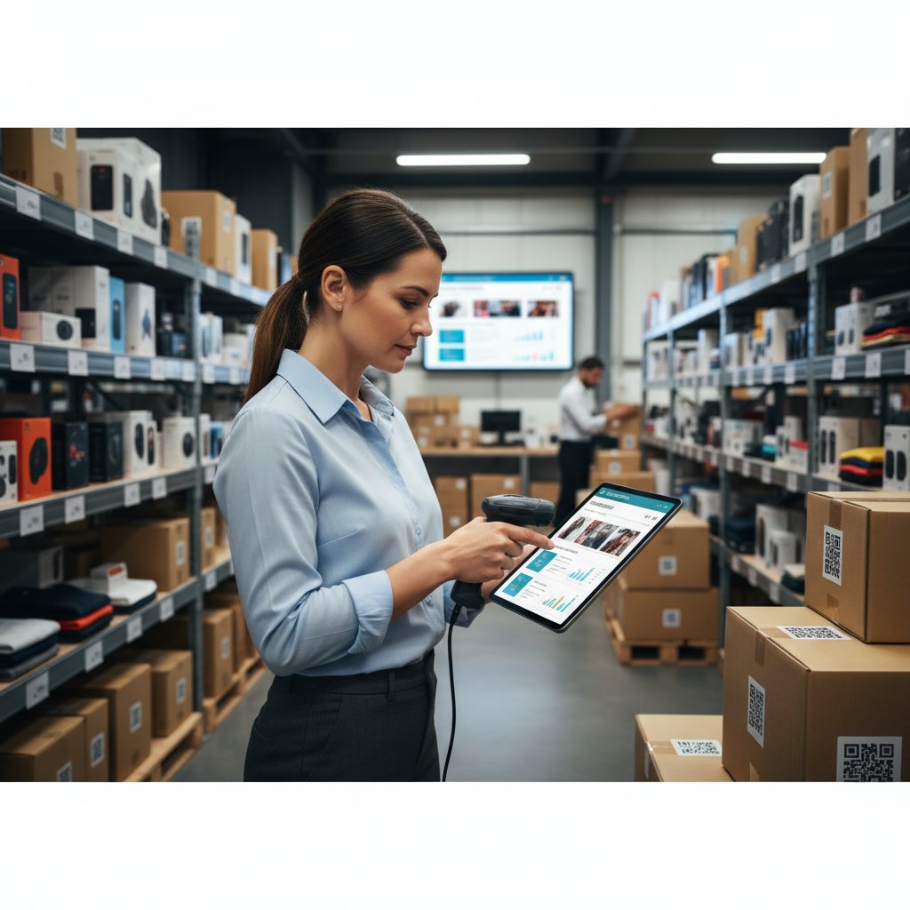 Przedsiębiorca sprawdza nowoczesny program do ewidencji magazynowej na laptopie