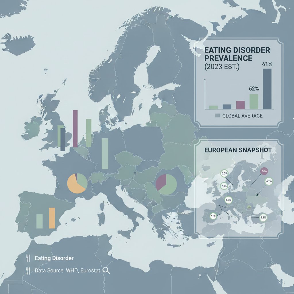 Mapa Europy z zaznaczonymi statystykami zaburzeń odżywiania, Polska a świat