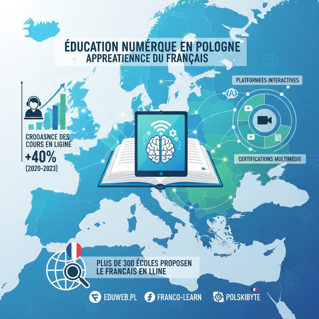 Mapa Europy z wyróżnioną Polską – popularność nauki francuskiego online