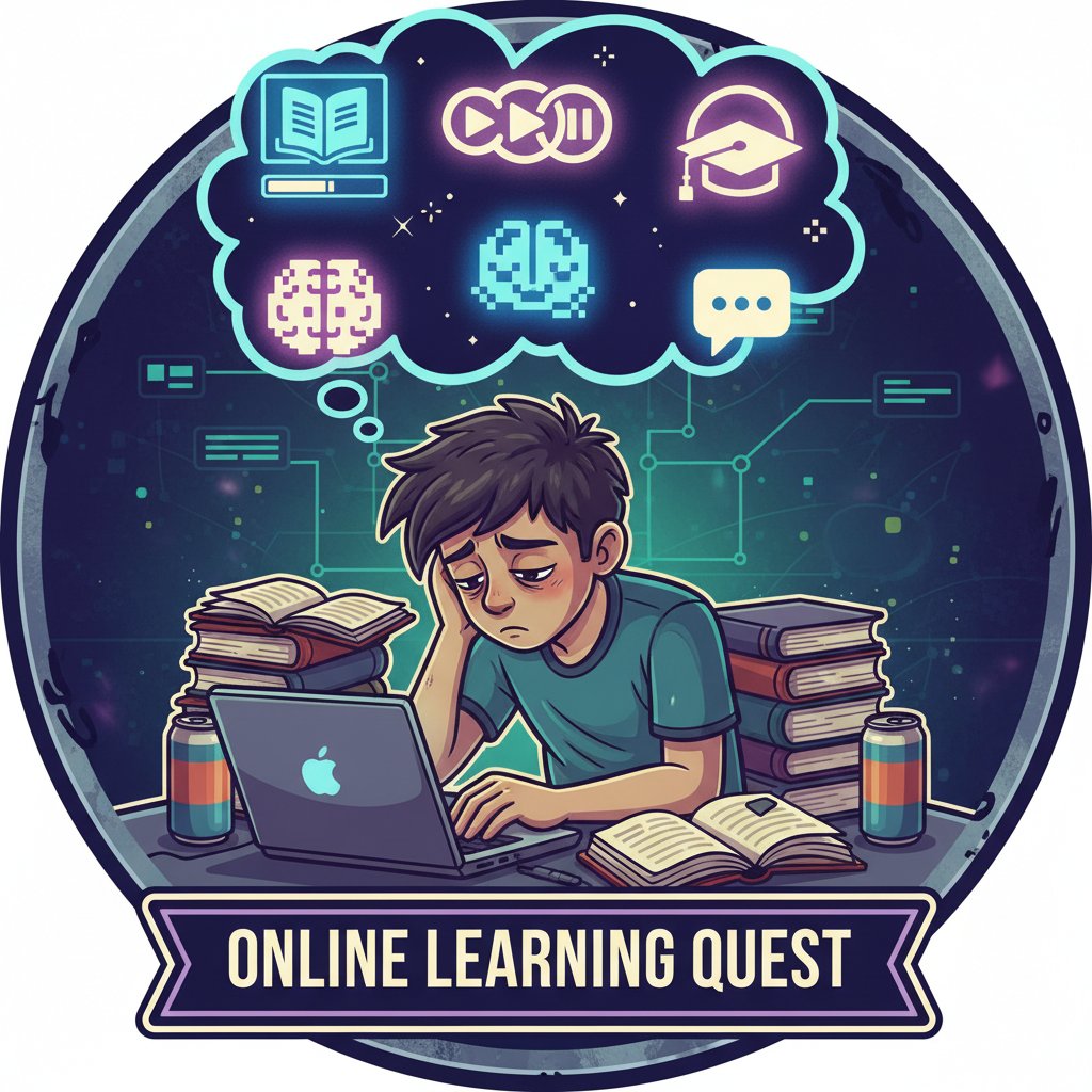 Przemęczony uczeń i pułapki gamifikacji – symboliczne zdjęcie z ikonami gier