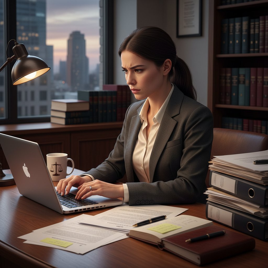 Doświadczony prawnik i młoda kobieta analizują dokumenty przy laptopie