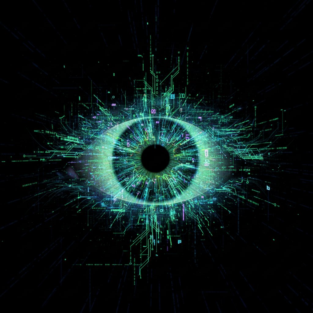 Oko skupione na własnym odbiciu – symbol głębokiego wglądu