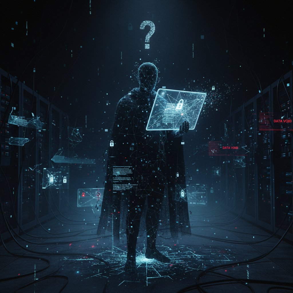 Osoba w masce przed komputerem, pokazująca niepewność anonimowości w sieci