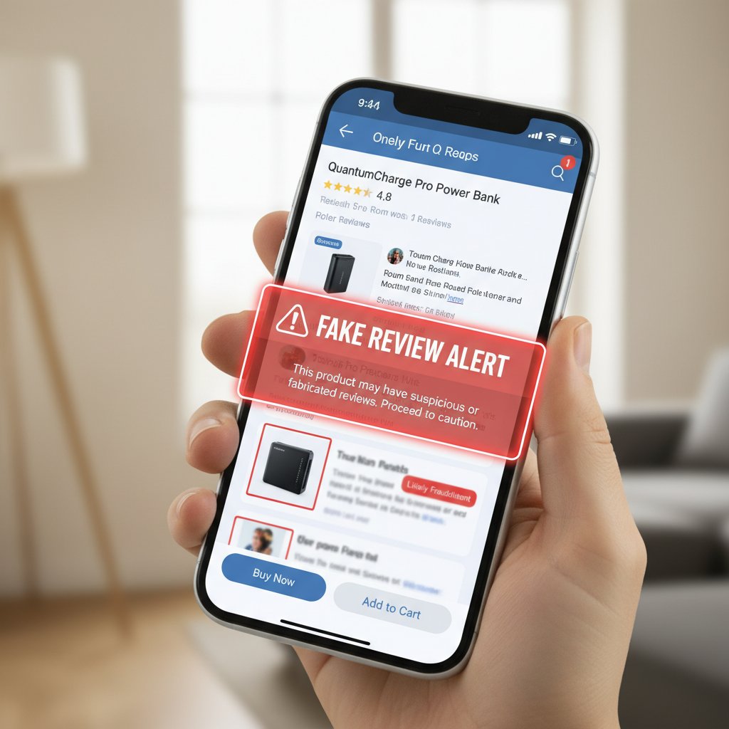 Ostrzeżenie o fałszywych recenzjach hotelu na smartfonie