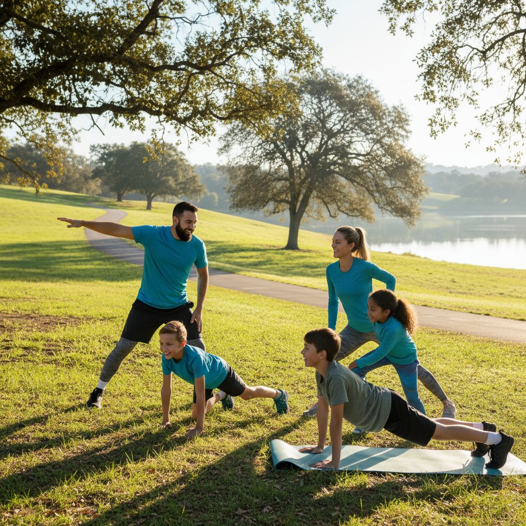 Rodzina uprawiająca sport na świeżym powietrzu
