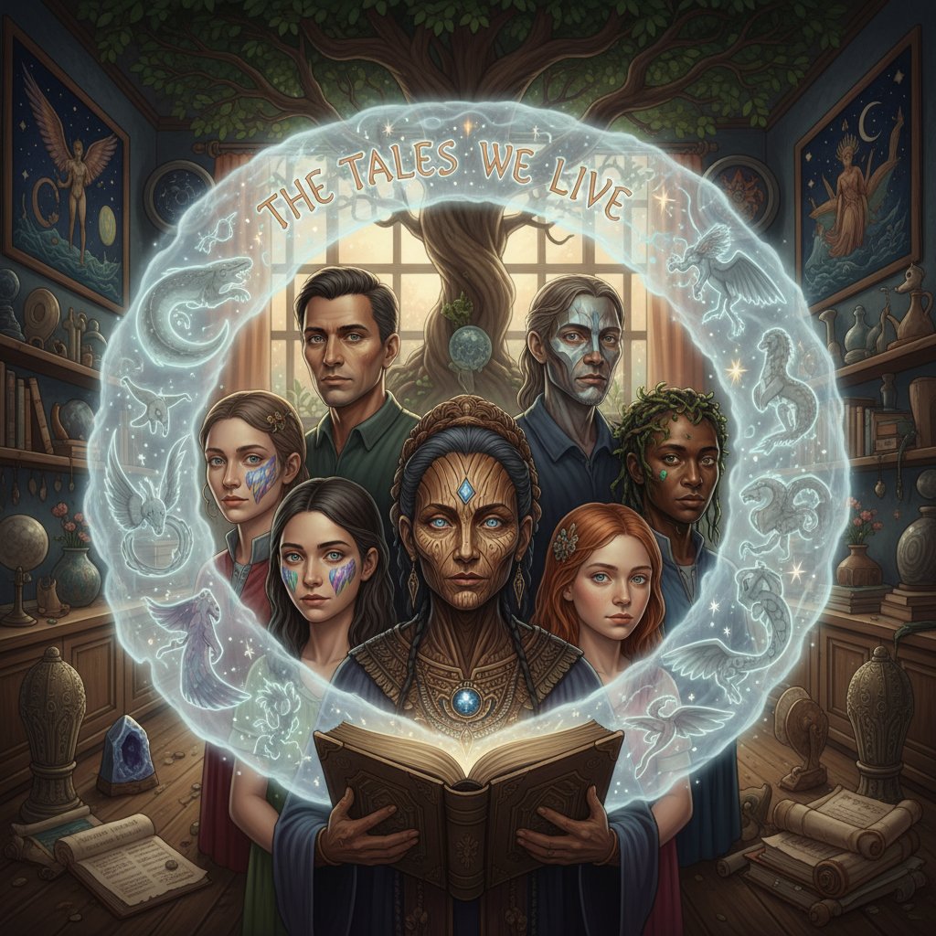 Rodzina na tle domu, różne wyrazy twarzy, symbol rodzinnych mitów i idealizacji.