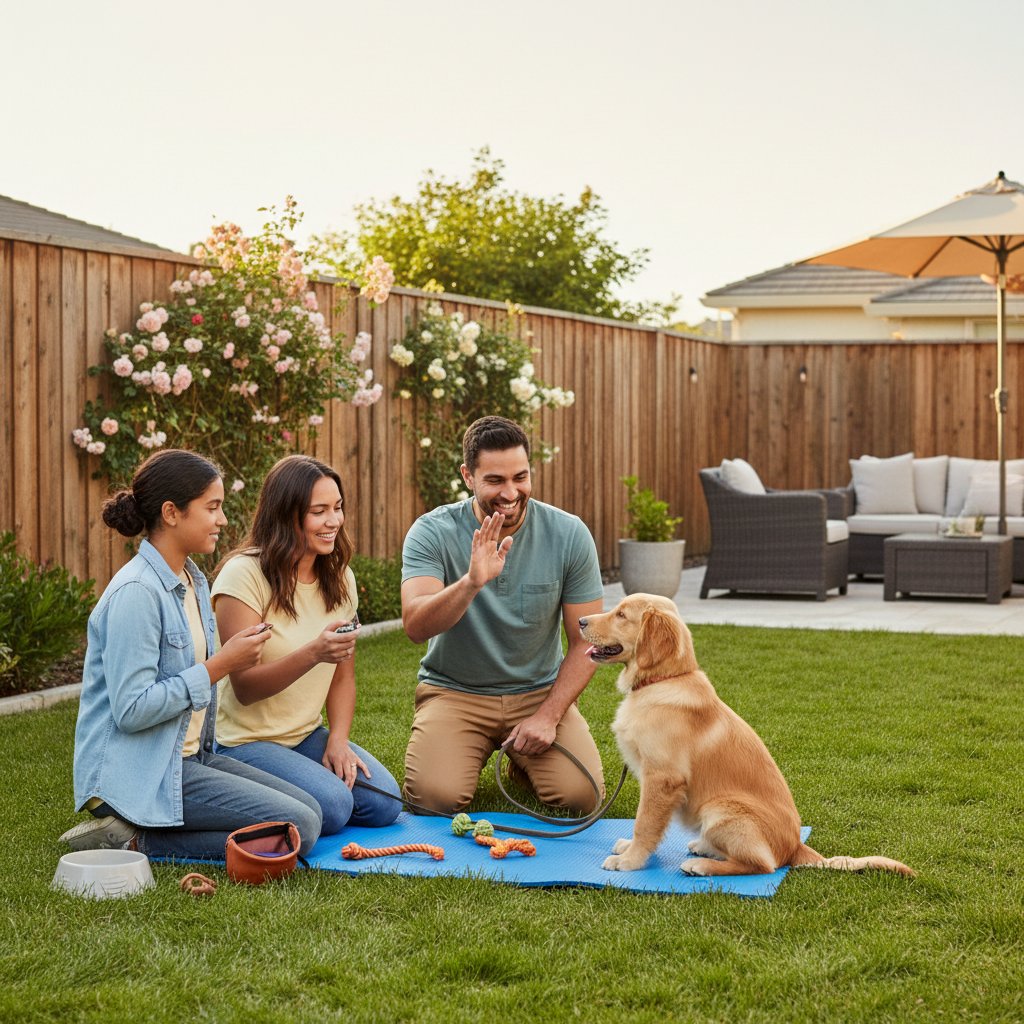 Konsekwentny trening szczeniaka przez całą rodzinę
