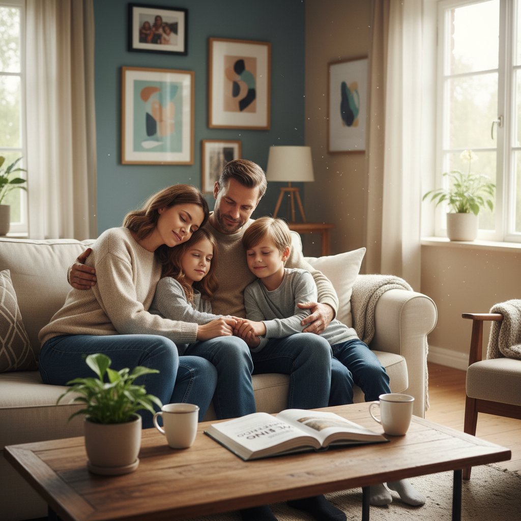 Rodzina wspierająca młodą osobę w domowym otoczeniu, atmosfera troski i akceptacji – znaczenie wsparcia społecznego po KZP