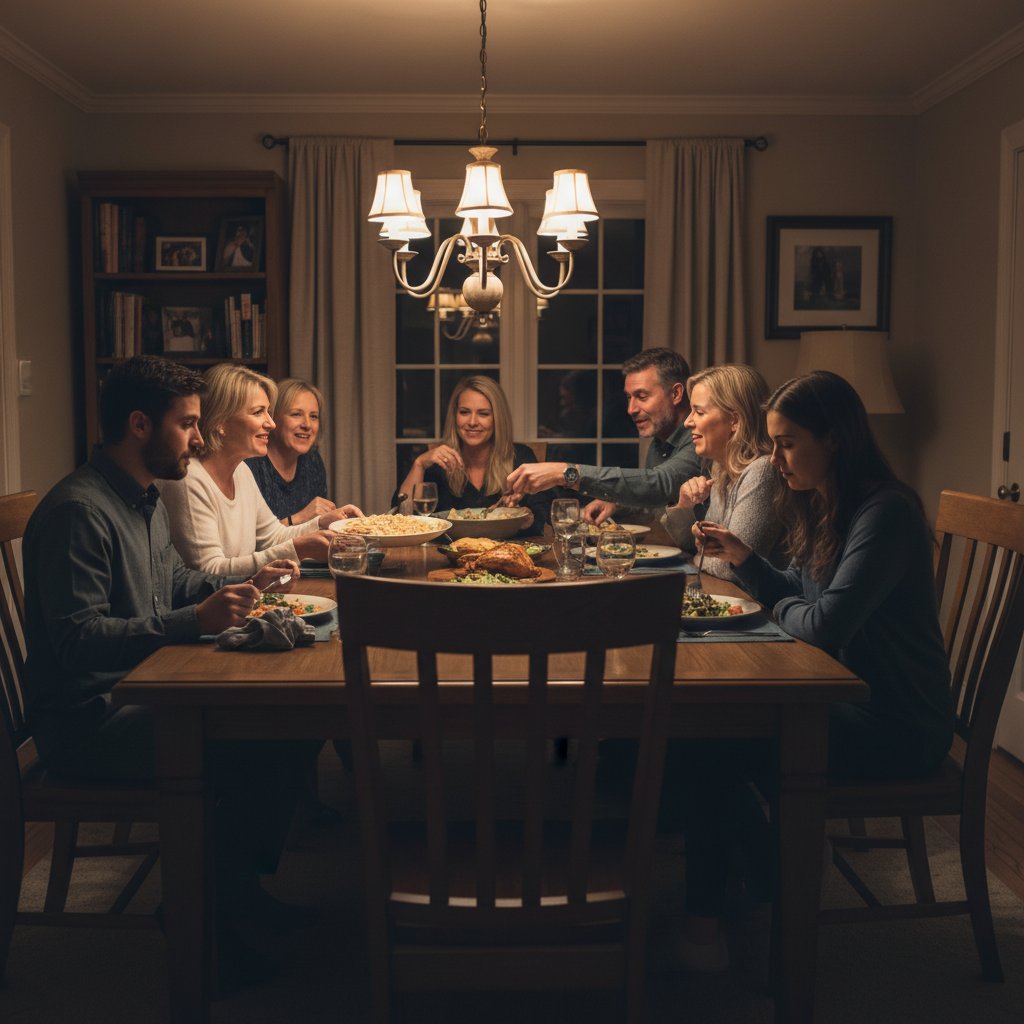 Wpływ zespołu antyfosfolipidowego na relacje rodzinne przy stole, subtelne napięcie.