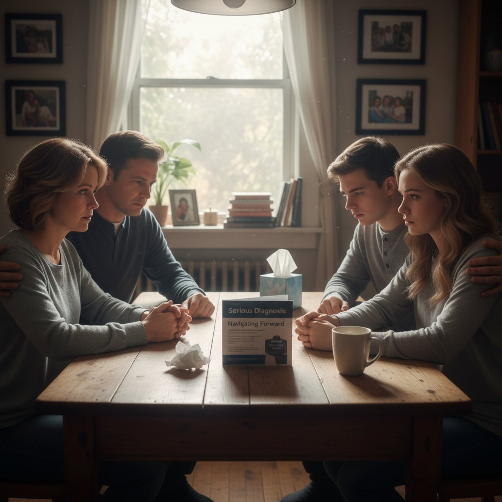 Zdjęcie osoby rozmawiającej z bliskimi w domu po otrzymaniu diagnozy PChN