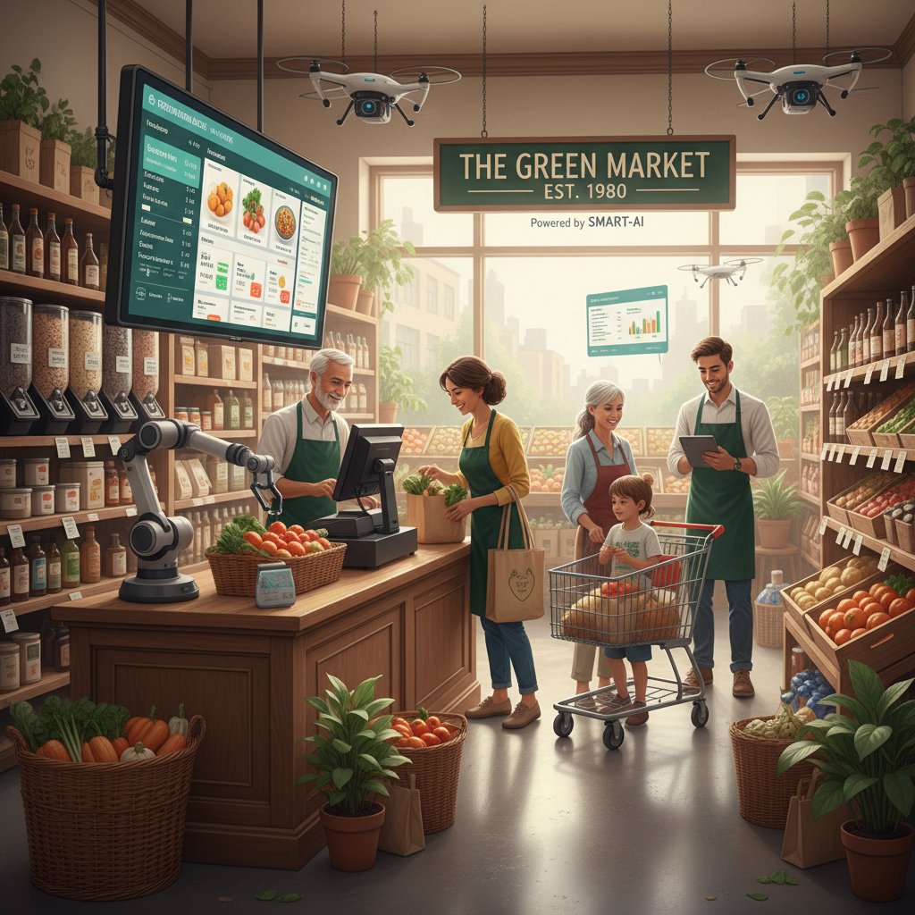 Rodzinny sklep spożywczy z wdrożonymi rozwiązaniami AI
