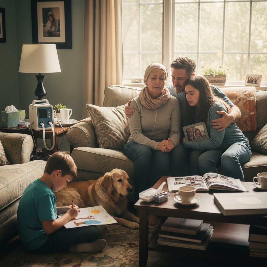 Rodzina wspierająca osobę po diagnozie guza płuc w domowym zaciszu