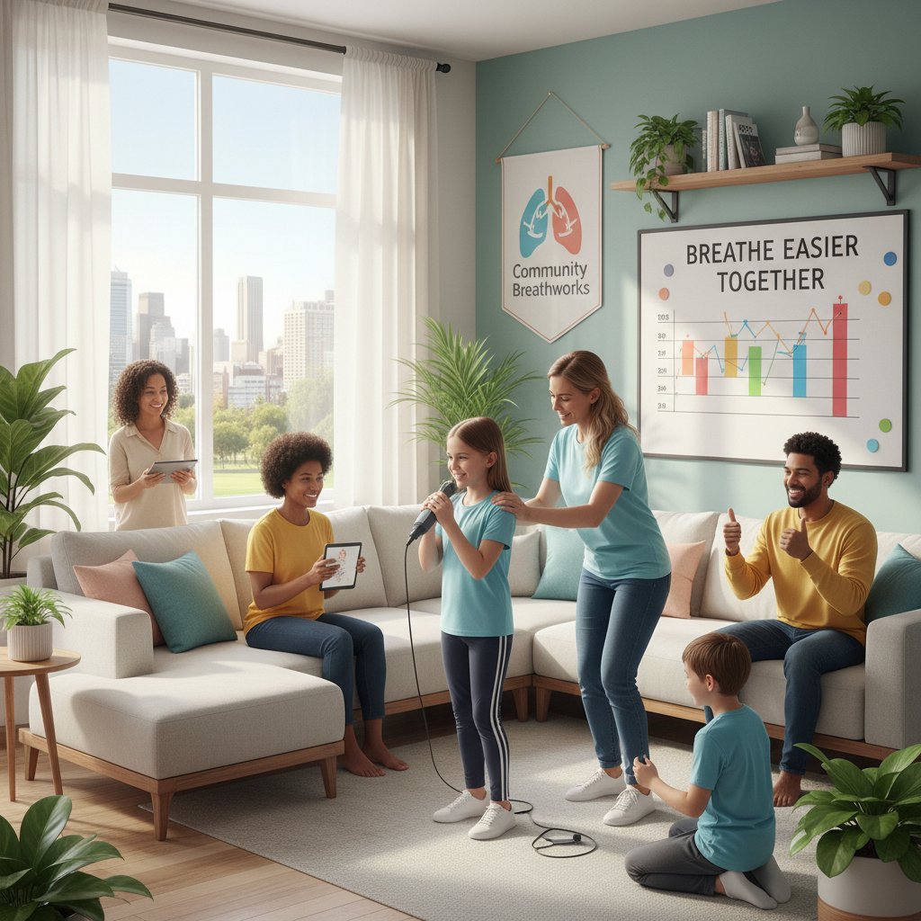 Szkolenie z fizjoterapii oddechowej dla rodzin, wspólna nauka, nowoczesna sala