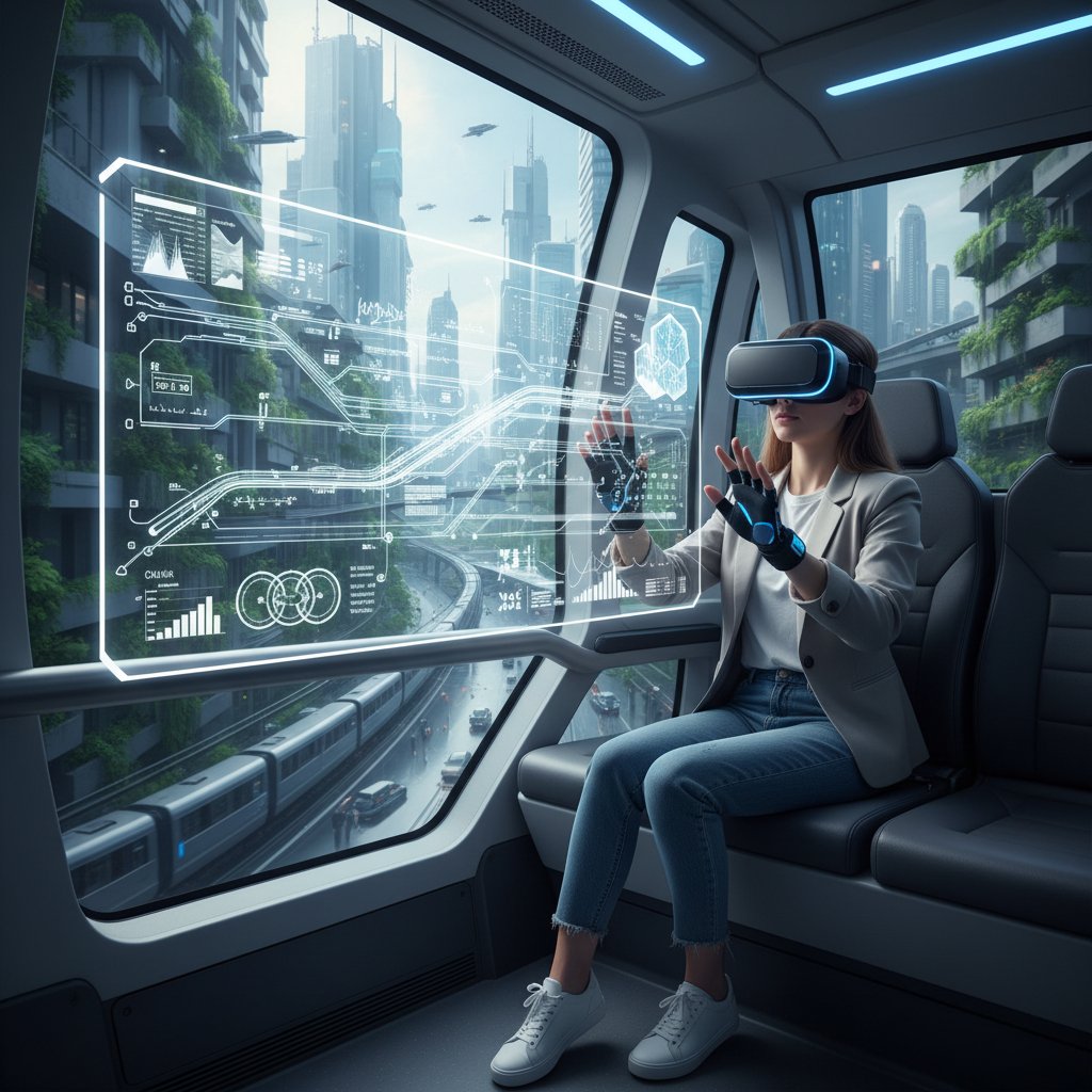 Studentka analizująca miejską sieć transportową w VR