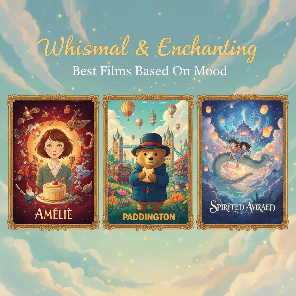 Collage of film posters grouped by mood, best films based on mood