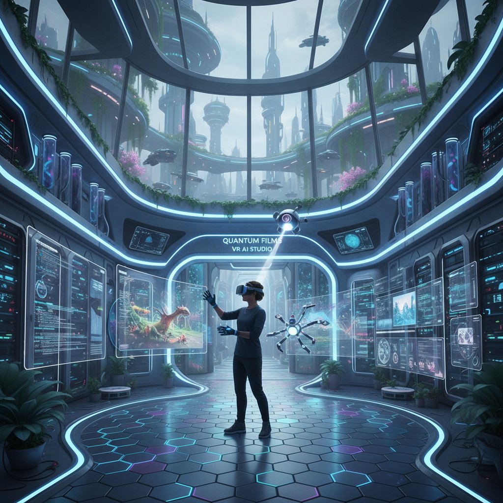 Filmmaker using VR and AI to create experimental movies, futuristic studio