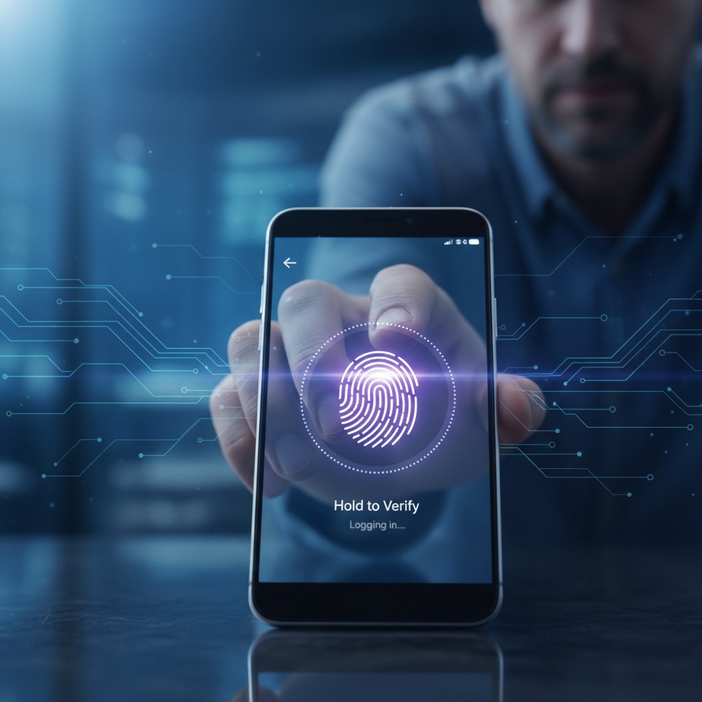 Zbliżenie na dłoń z telefonem podczas logowania odciskiem palca do chatgpt