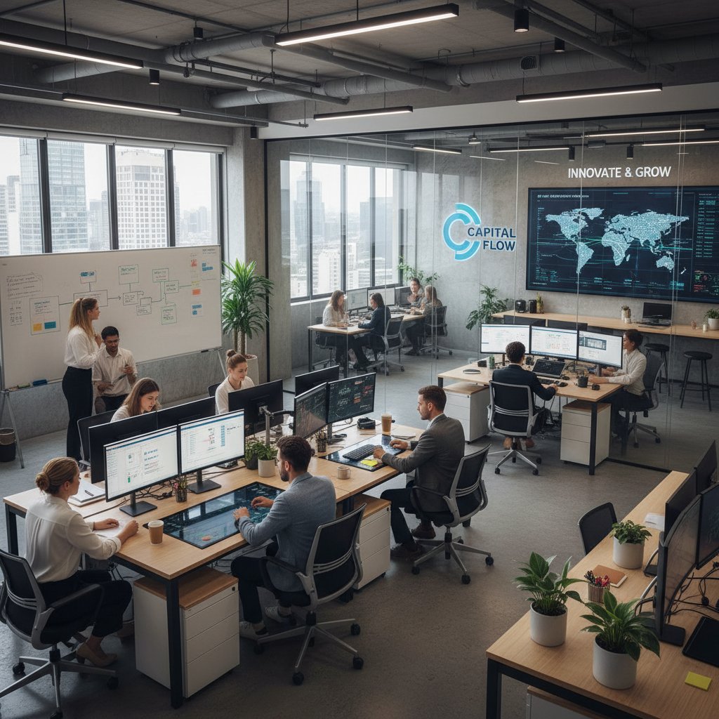 Trzy zespoły: startup fintech, duża korporacja finansowa, SME w biurach