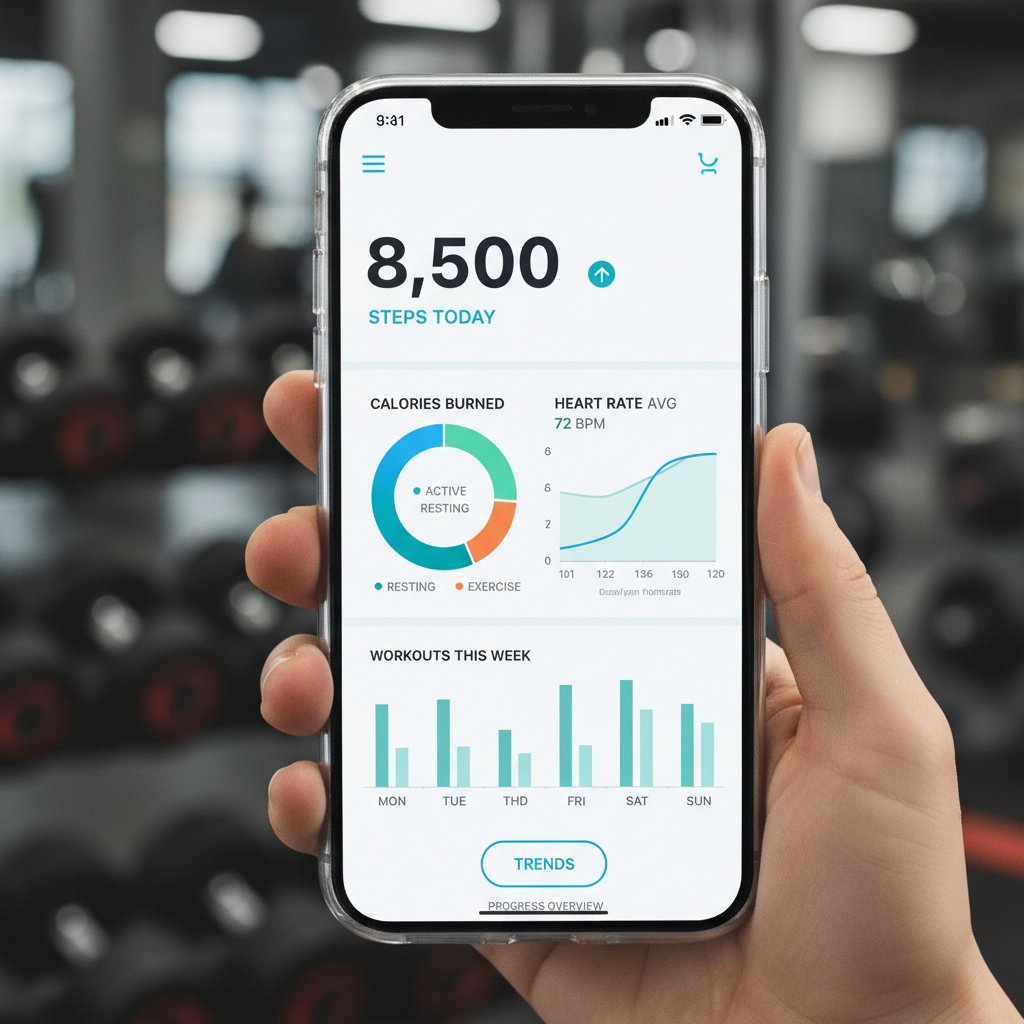 Osoba analizująca wyniki treningu na smartfonie, nowoczesne rozwiązania fitness