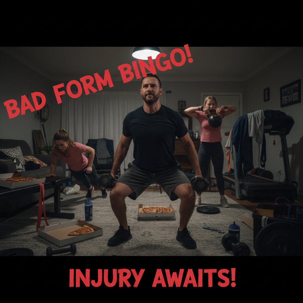 Zbliżenie na osobę popełniającą błędy techniczne podczas obwodowego treningu w domu