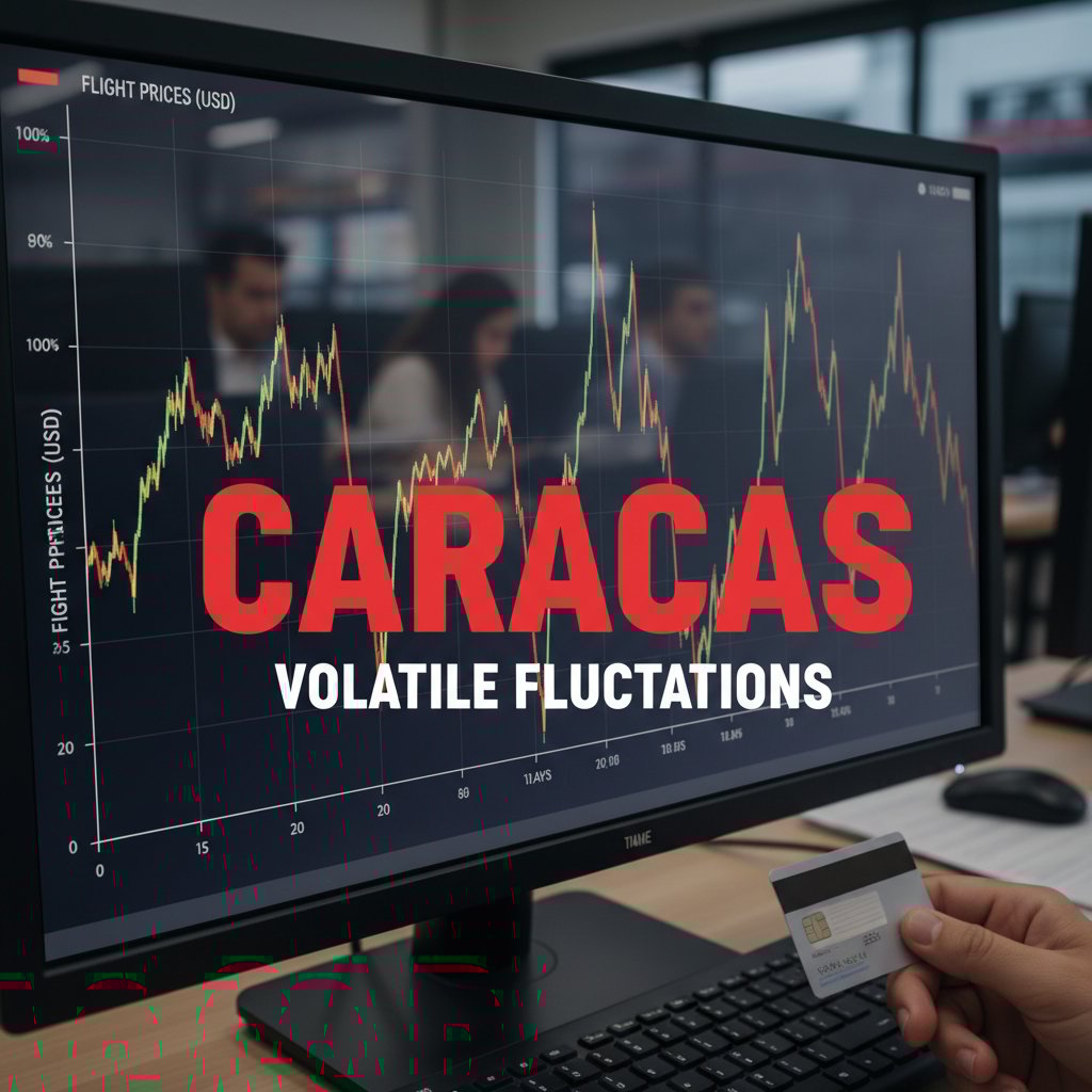 Graph showing price fluctuations for Caracas flights