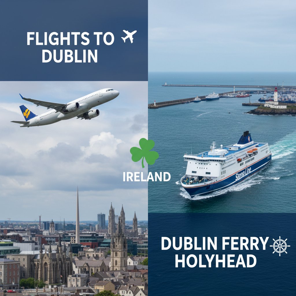 A ferry crossing from Holyhead to Dublin, passengers on deck, coastline visible