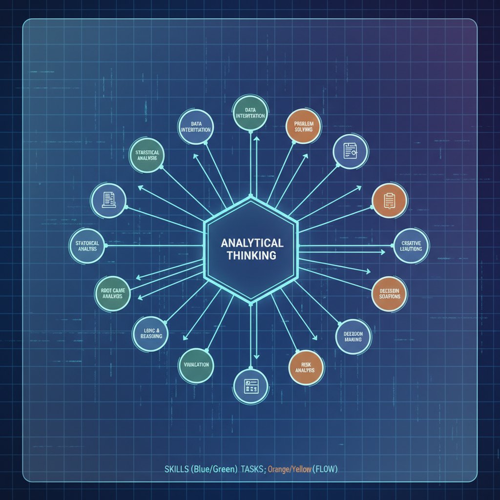 A digital flowchart photo showing a professional connecting lines between skills and tasks, representing the process of building a personal specialization map in a modern analytical workspace