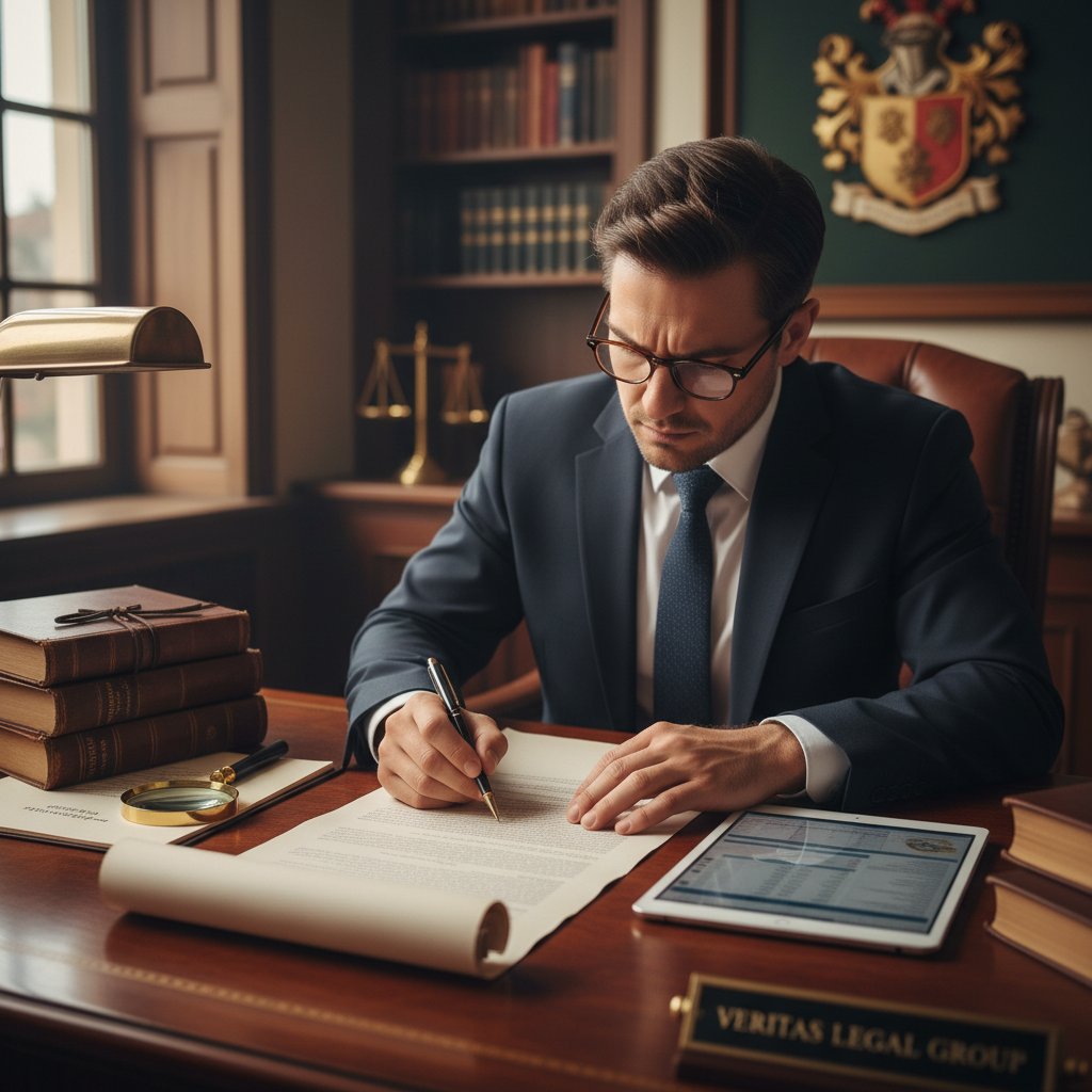 Uważna osoba odhaczająca checklistę podczas weryfikacji informacji prawnej