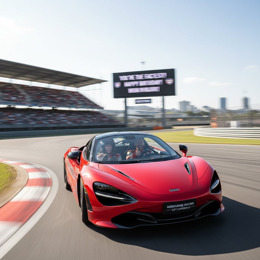 Przyjaciel na torze wyścigowym, jazda sportowym autem jako prezent