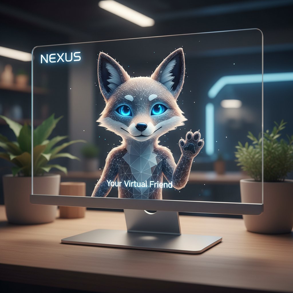 Przyjazny wirtualny asystent AI na ekranie, portale społecznościowe dla samotnych