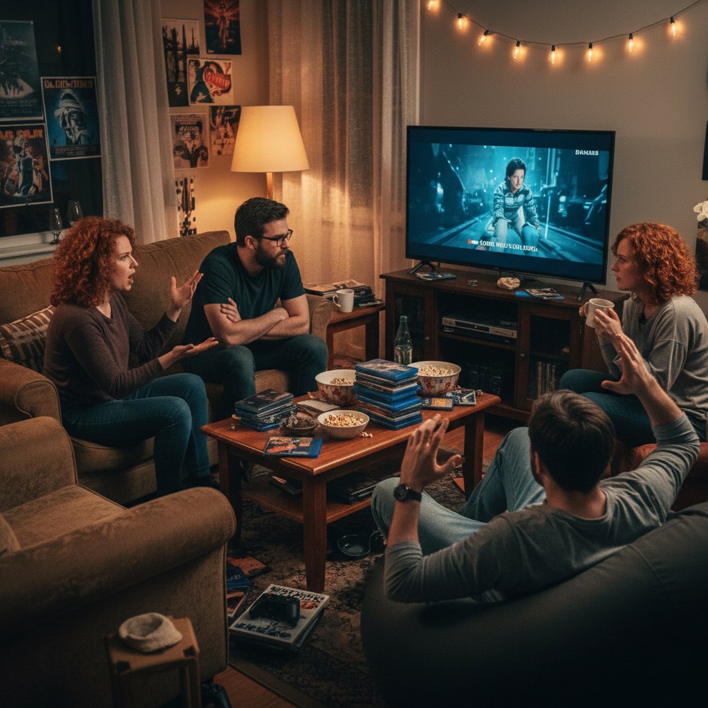 Friends discussing movie quality after a screening