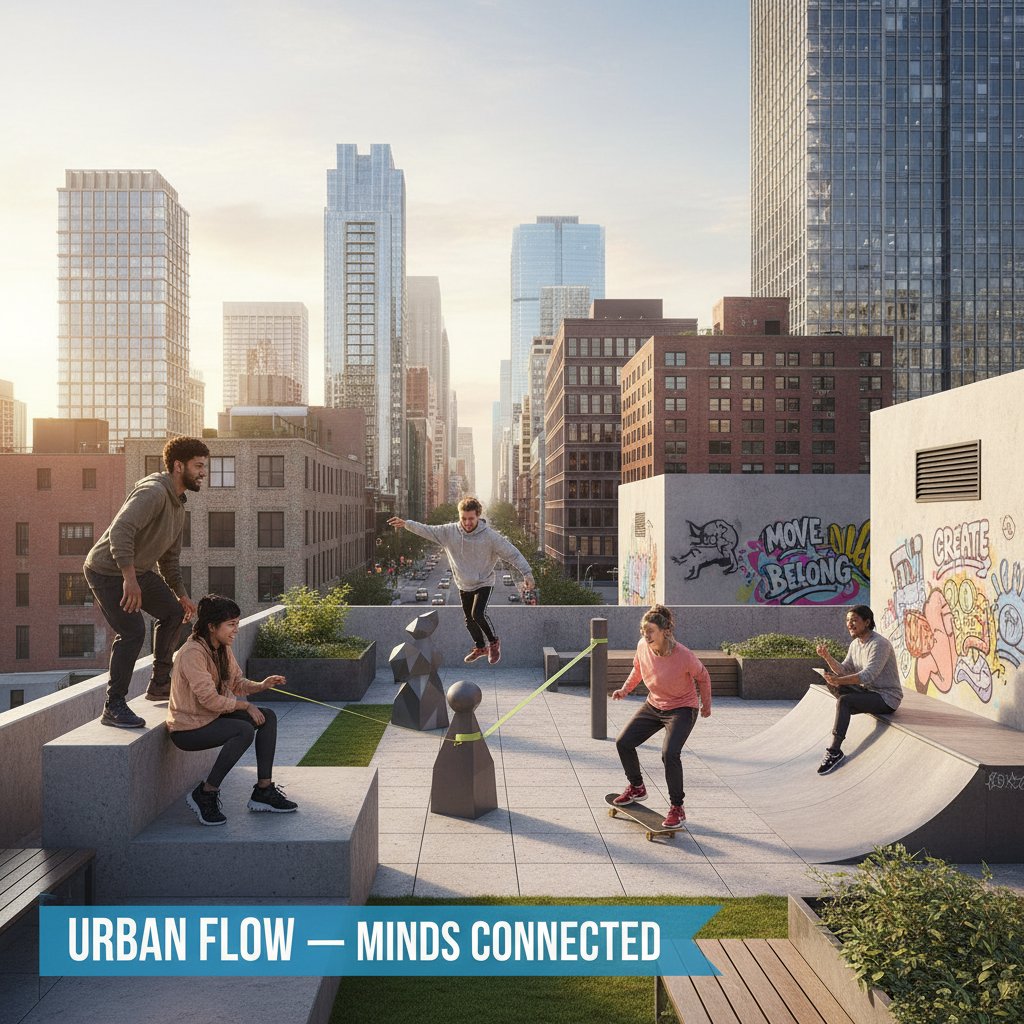 Grupa przyjaciół uprawiająca sport w parku, zdrowie psychiczne, integracja