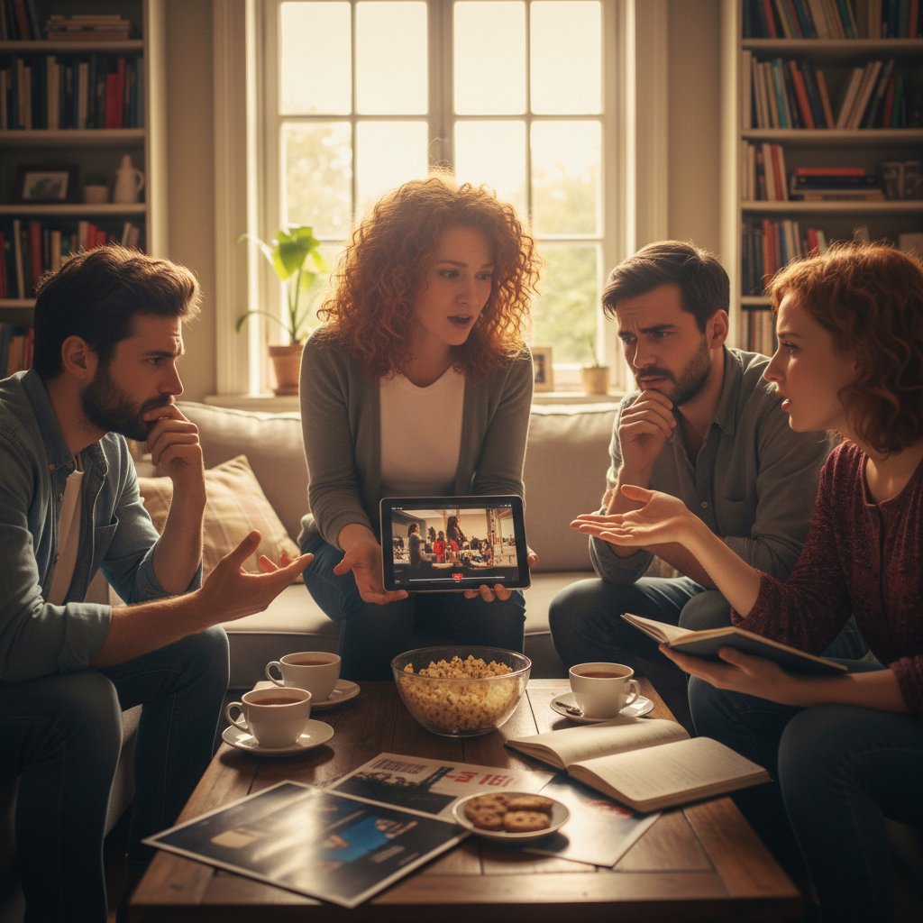 Two friends in heated but respectful debate over a controversial film