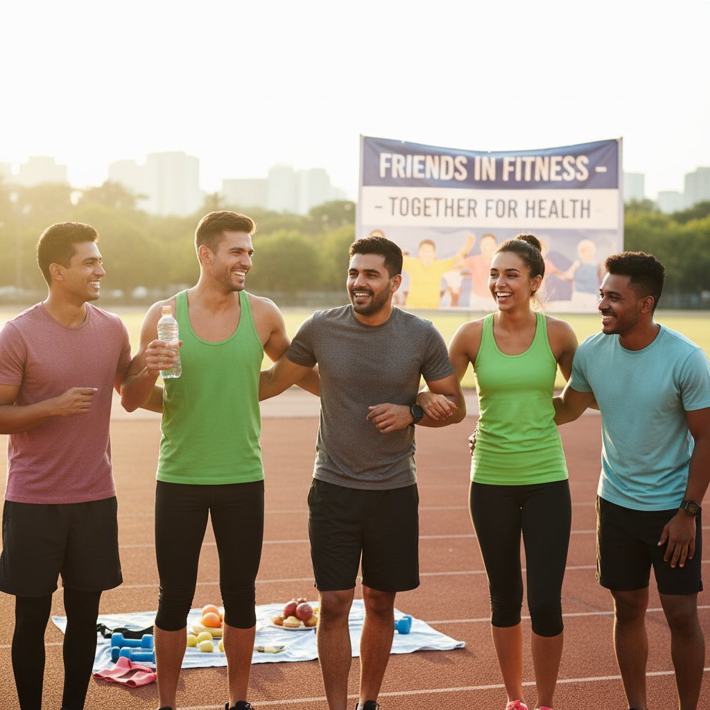 Bliscy przyjaciele wspólnie uprawiają sport w parku, wspierające relacje i zdrowie