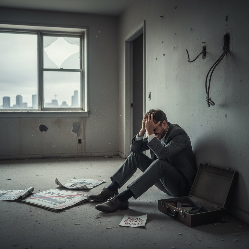Zdjęcie frustracji inwestora na tle pustego mieszkania
