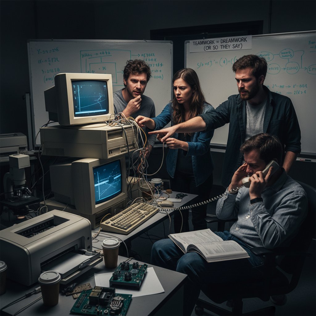 Research team frustrated with outdated computers, struggling to collaborate on a project