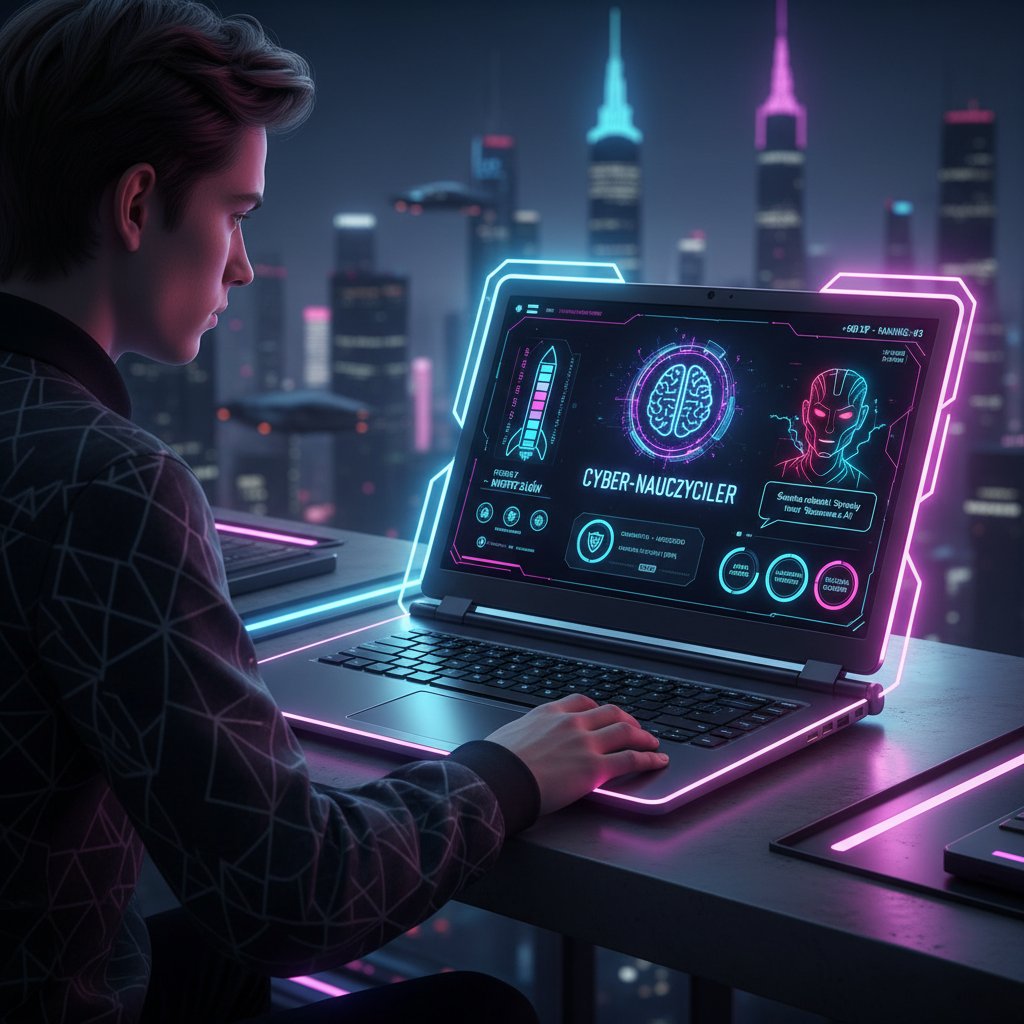 Polski uczeń korzystający z AI do nauki WOS online