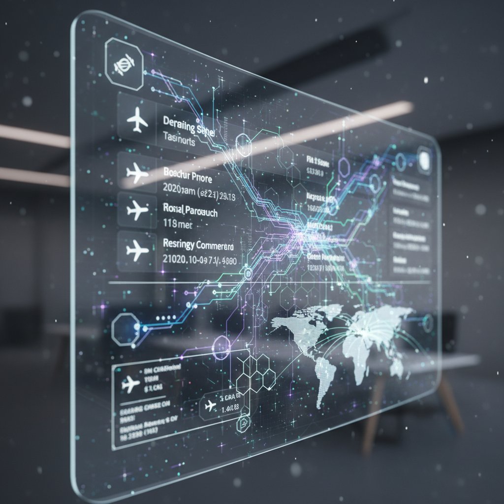 AI neural network visualizing flight search data, symbolizing how AI and algorithms shape flights to Naples Italy