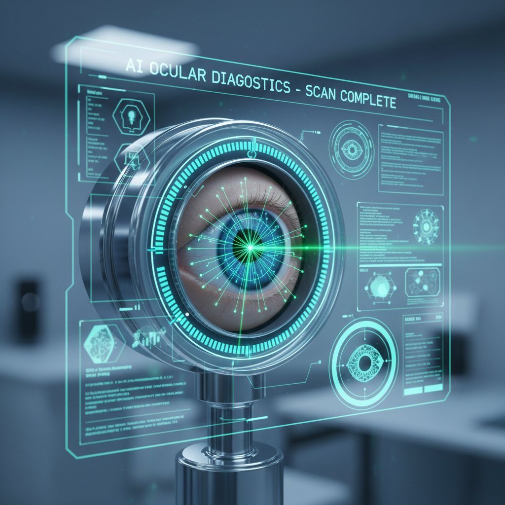 Futurystyczna wizualizacja AI diagnozującej jaskrę