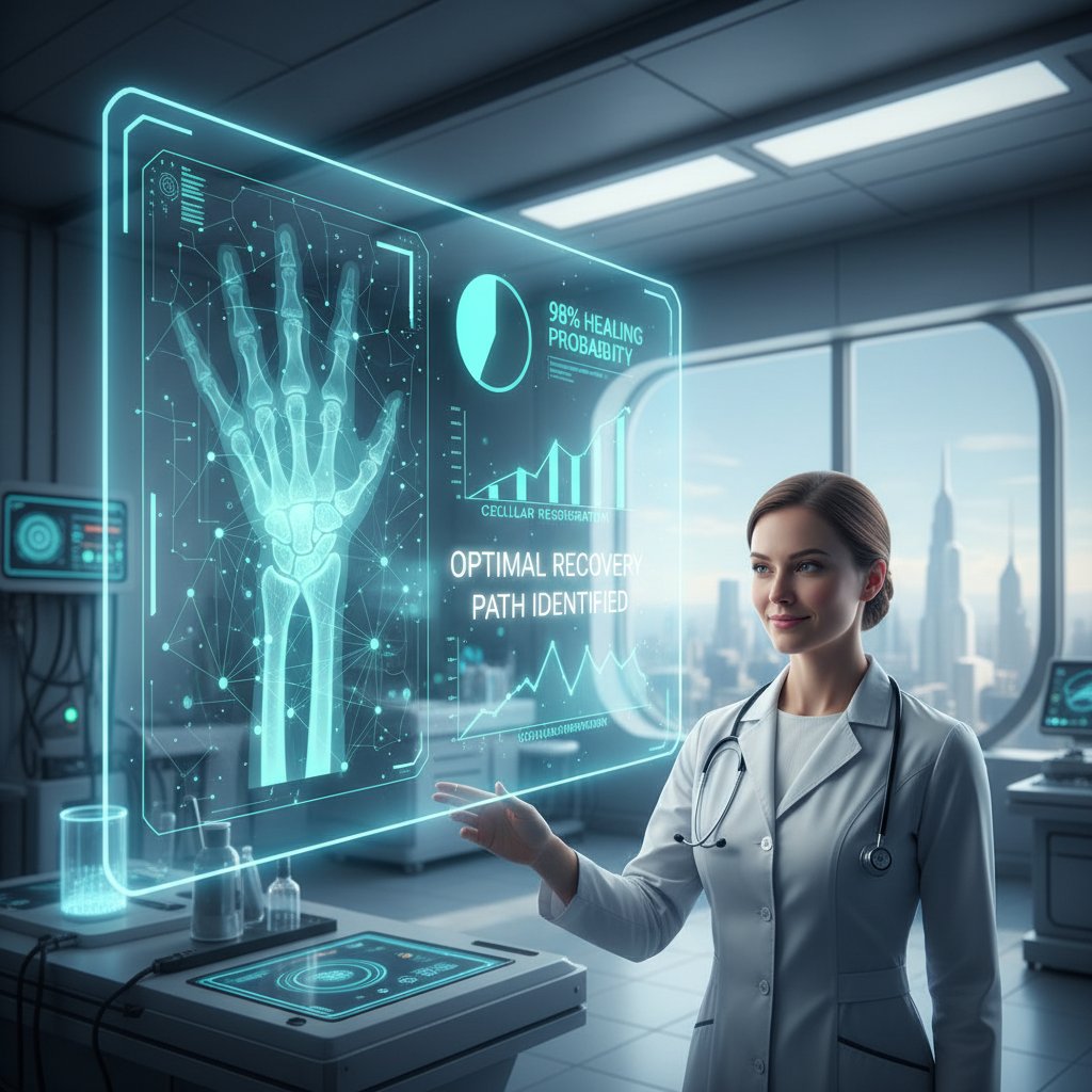 Interfejs sztucznej inteligencji analizujący zdjęcie rentgenowskie dłoni