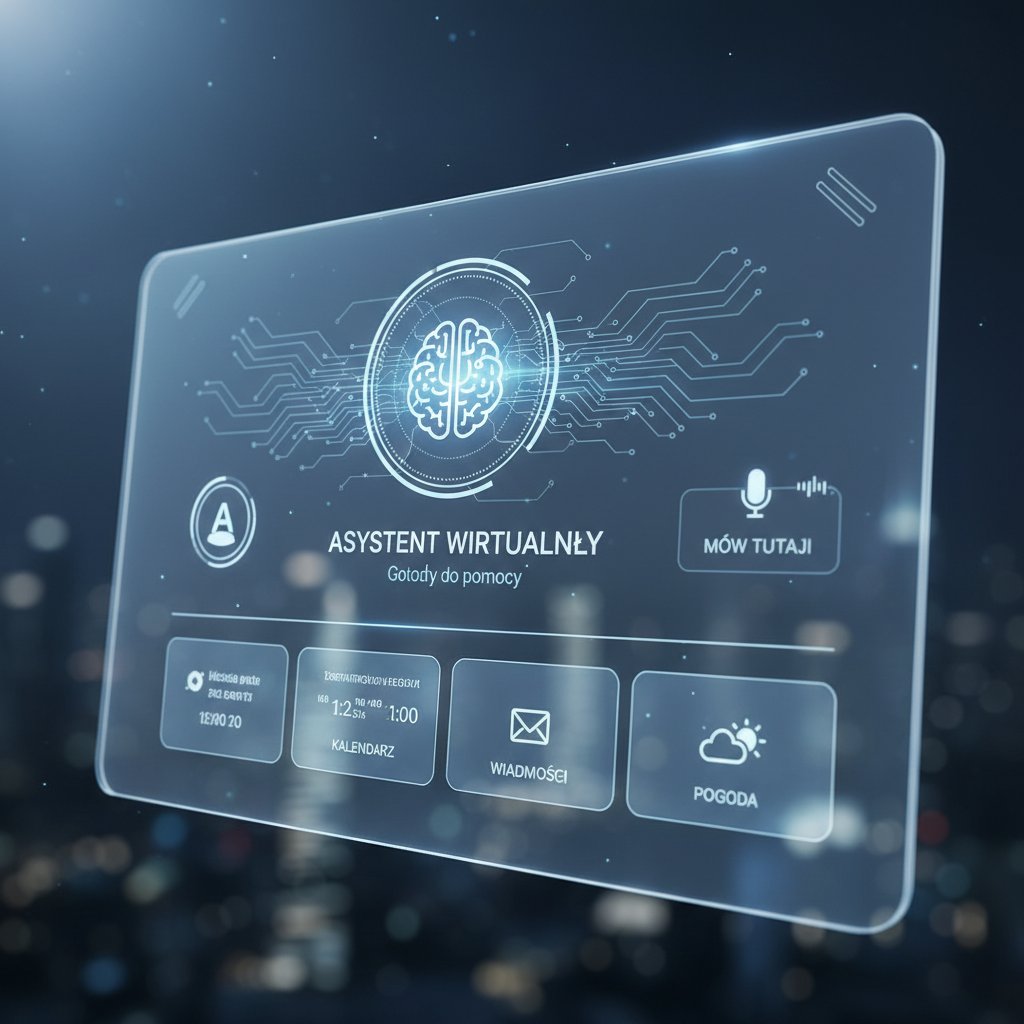 Interfejs wirtualnego asystenta zdrowotnego po polsku, symbolizujący przyszłość edukacji zdrowotnej