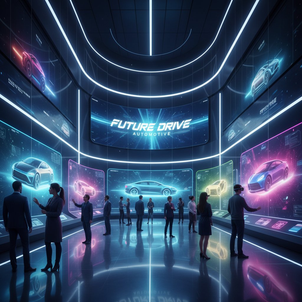 AI-driven car buying in future dealership, highlighting digital transformation in dealer networks