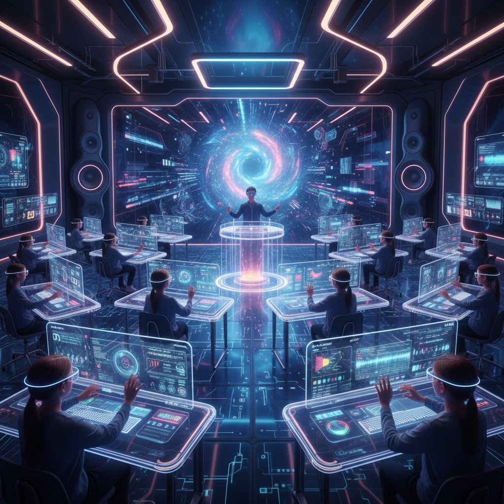 Nowoczesna pracownia muzyczna z holograficznym interfejsem