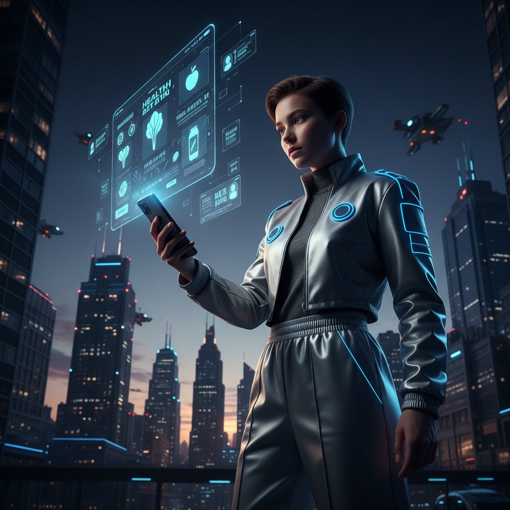 Osoba korzystająca z nowoczesnej aplikacji dietetycznej, zdrowa dieta i technologia