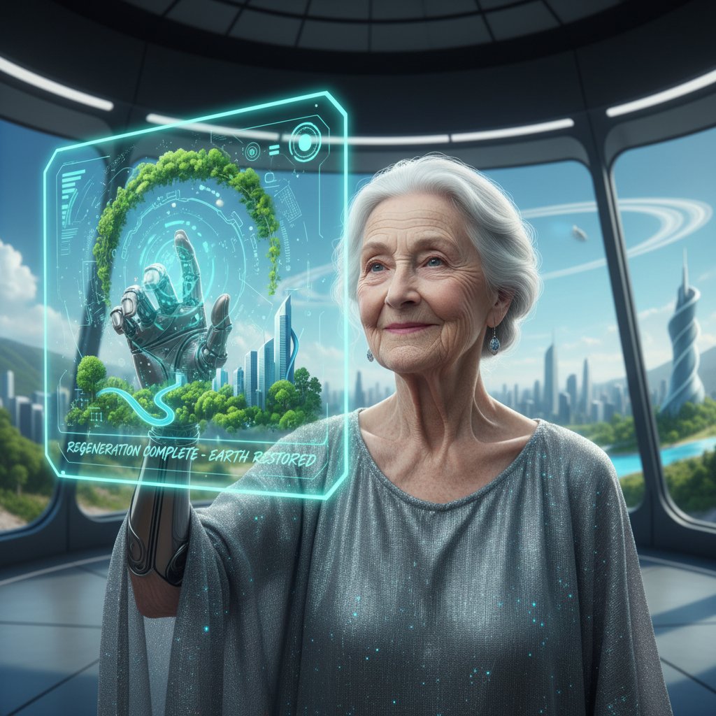 Senior im Gespräch mit einer KI der nächsten Generation – Zukunft der digitalen Begleitung.