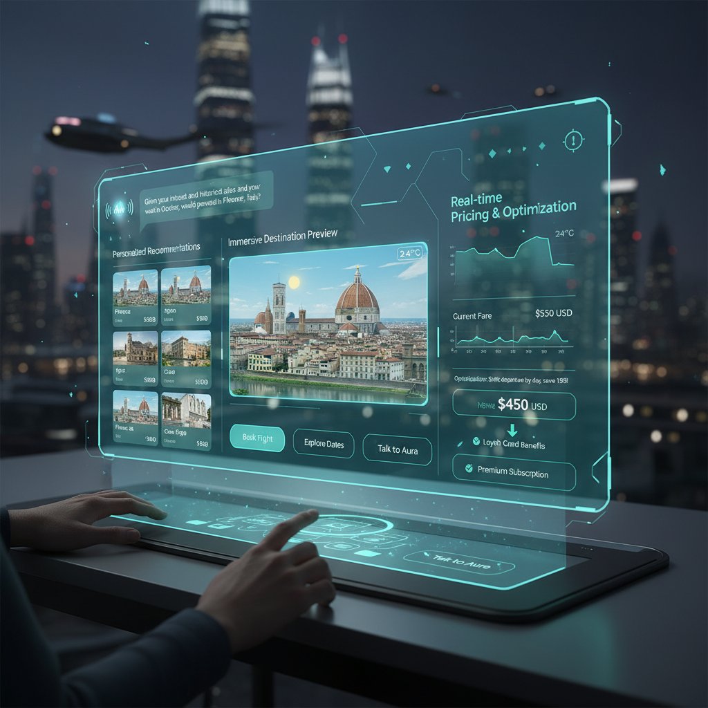 Futurystyczny interfejs rezerwacji lotów z wykorzystaniem AI