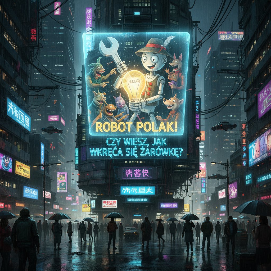 Hologram polskich żartów w futurystycznym mieście